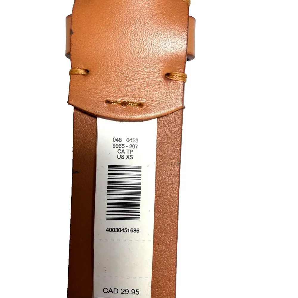 Vtg American Eagle Outfitters AEO Tan Beige Leather Belt Size 26 X-Small Brass